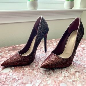 NWOT RED OMBRÉ GLITTER HEELS